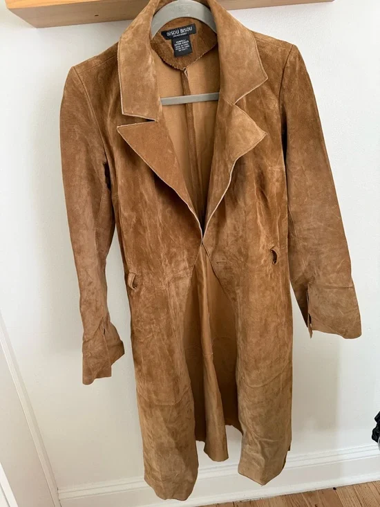 Birou bisou Suede Trench Coat / Dress ( missing cord/ sold without belt) size XS - Picture 3 of 6